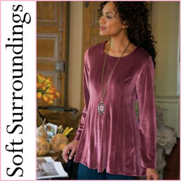 Soft Surroundings Tops - Soft Surroundings Bella Rosa Velour Tunic Top